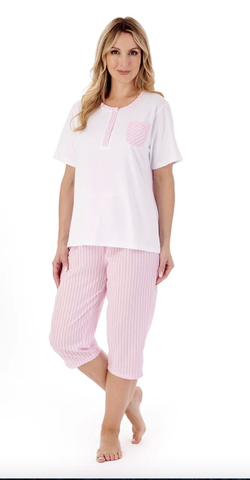 Slenderella Seersucker Cropped Pyjama Set PJ01223