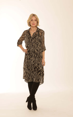 Pomodoro Blurred Zebra High Low Shirt/Dress72360